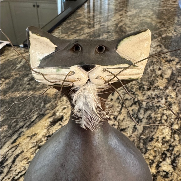 Raku Naughty Cat from Round Tree Pottery by Nolan Winholtz - Picture 2 of 8